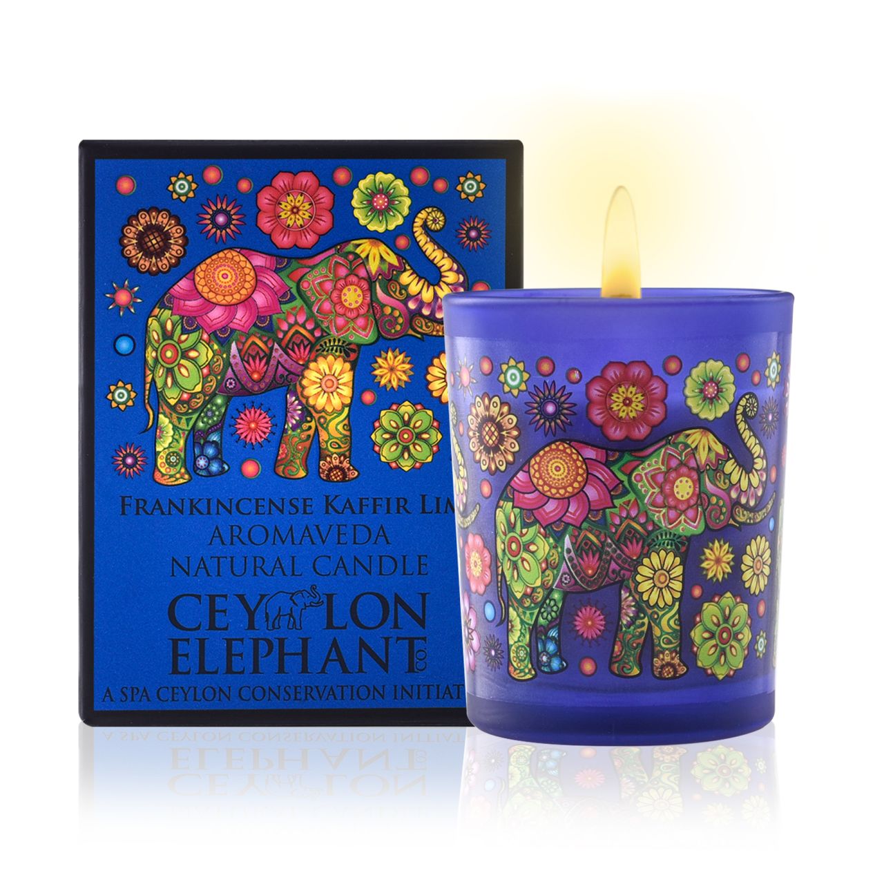 Frankincense Kaffir Lime - Aromaveda Natural Candle Ceylon Elephant 50g