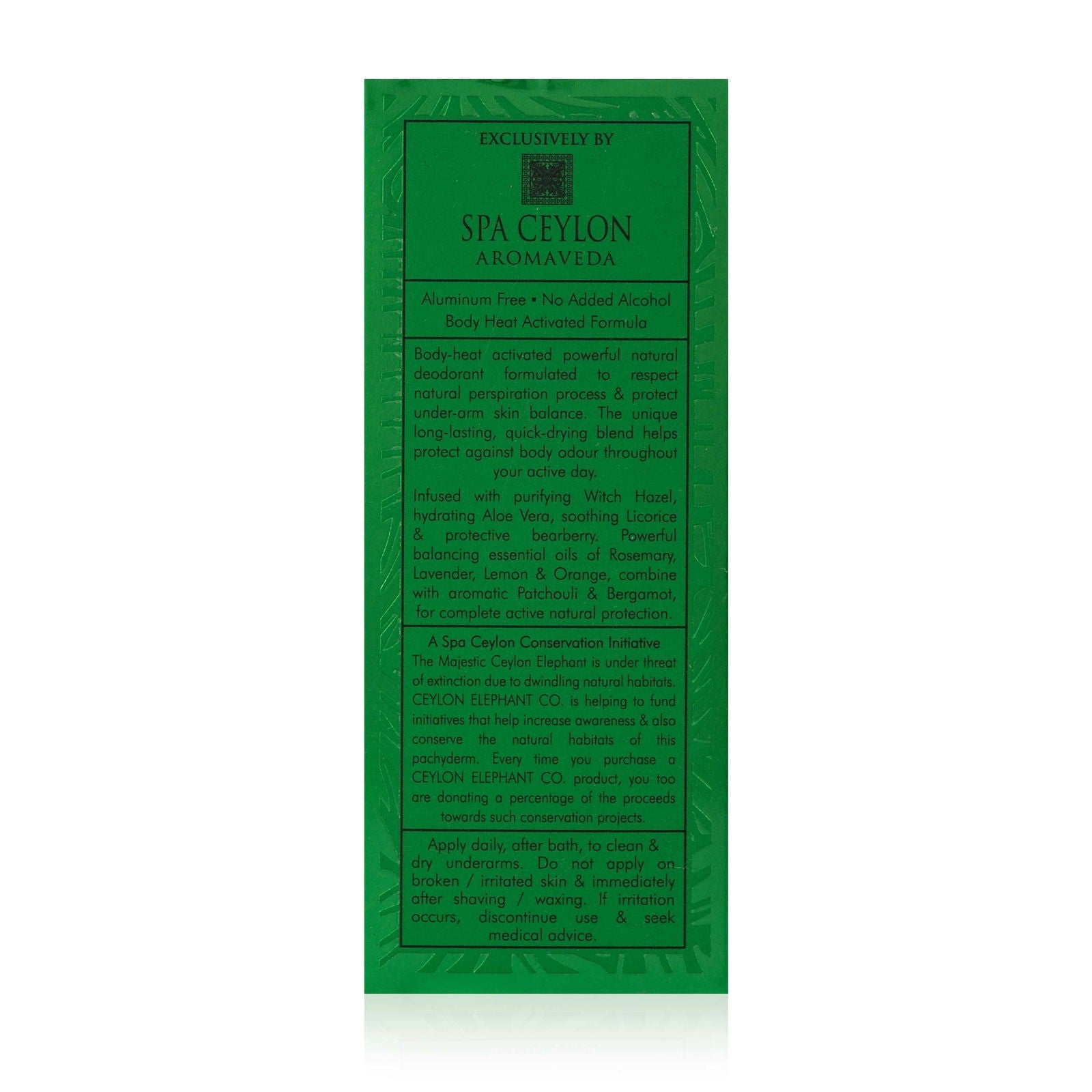Forest Escape - Ceylon Elephant - Active Natural Deodorant for Men - 60ml - Spa Ceylon Sri Lanka